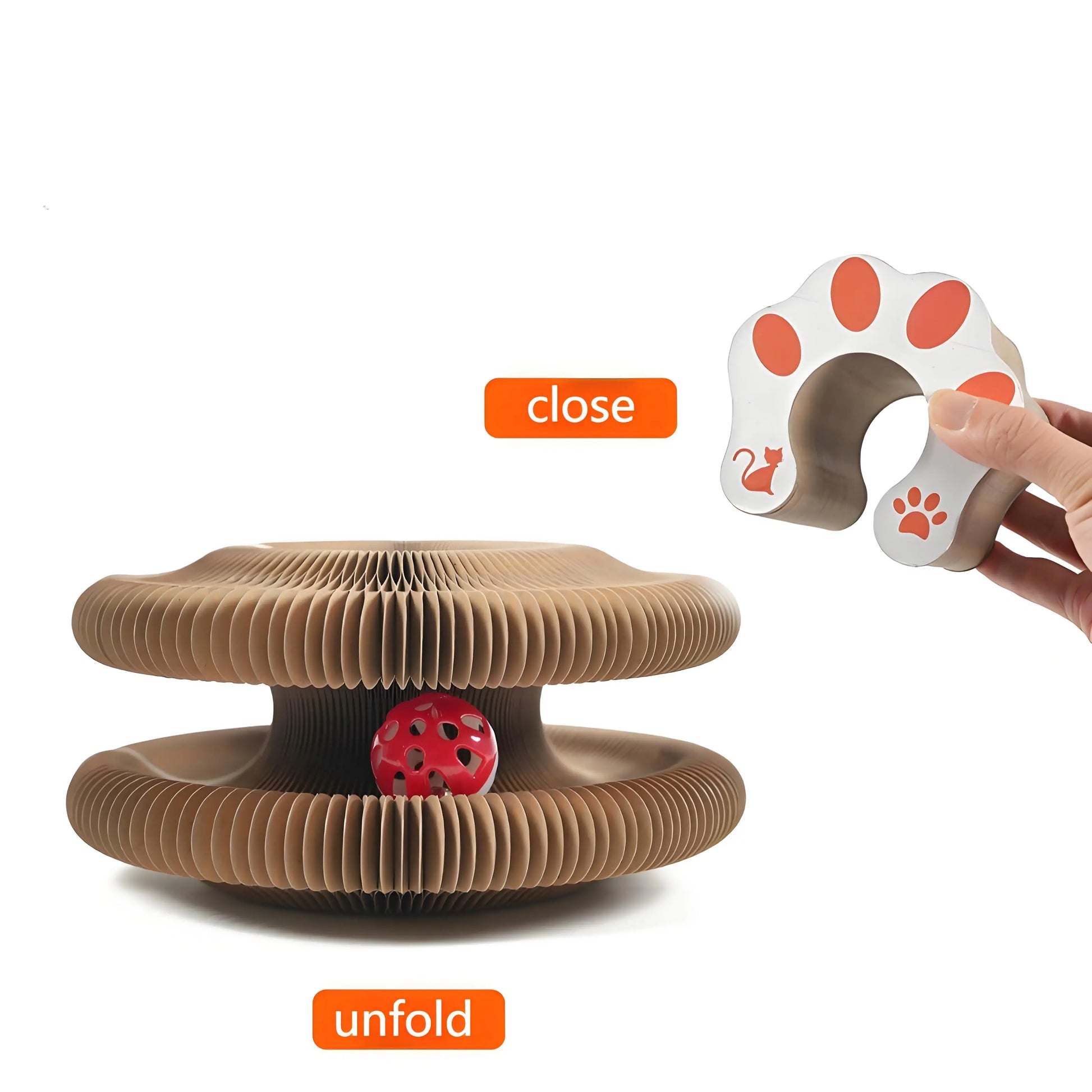 Corrugated Wood Cat Scratching Board with Bell Toy and a Variety of Shapes.