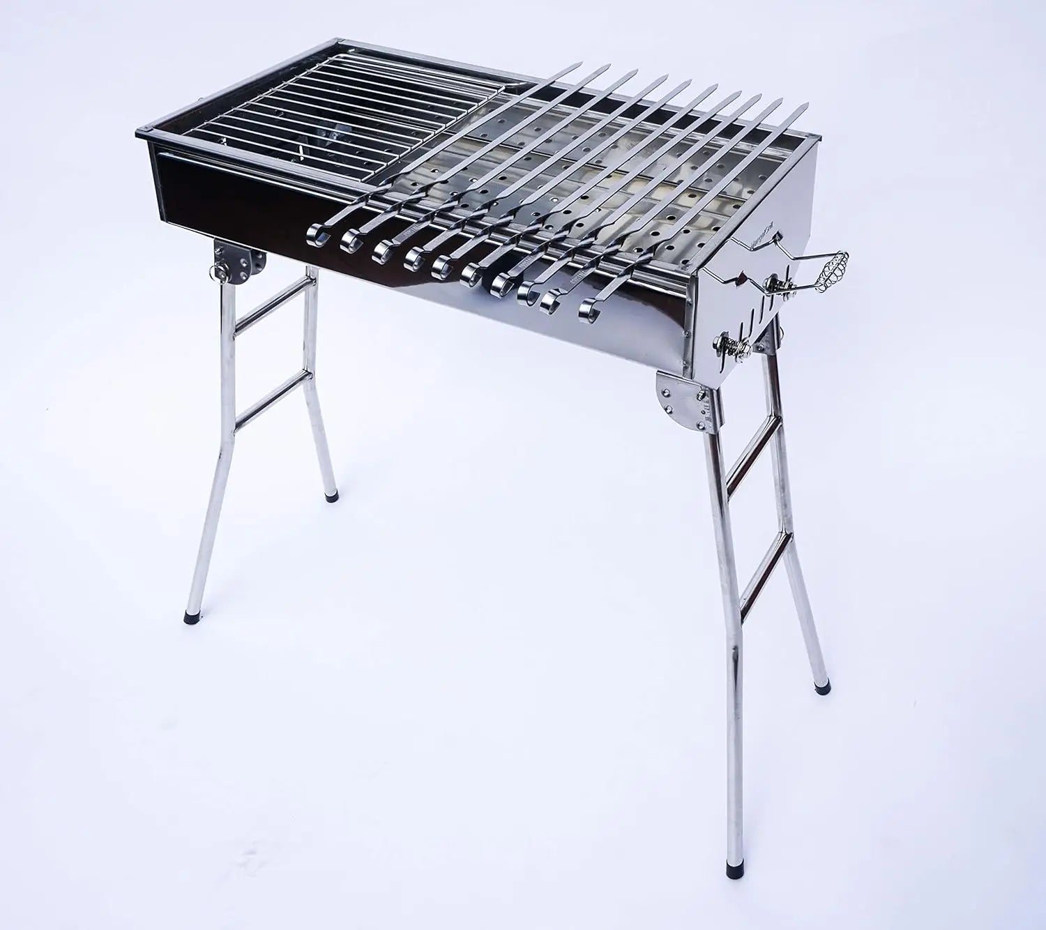 Stainless Steel Charcoal Grill with Shish Kabob Skewers