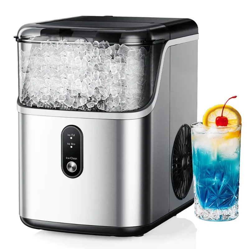 Portable Countertop Nugget Ice Maker with Self-Cleaning Function.