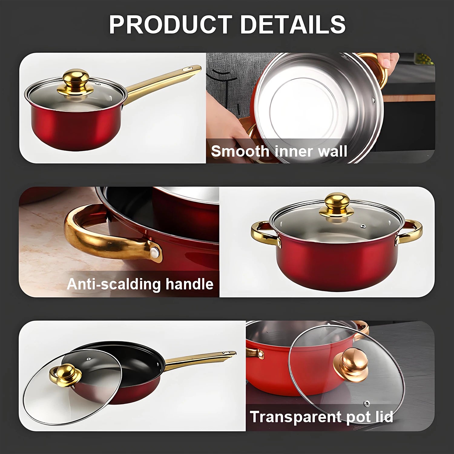 12-Piece Stainless Steel, Non-Stick KItchen Cookware.