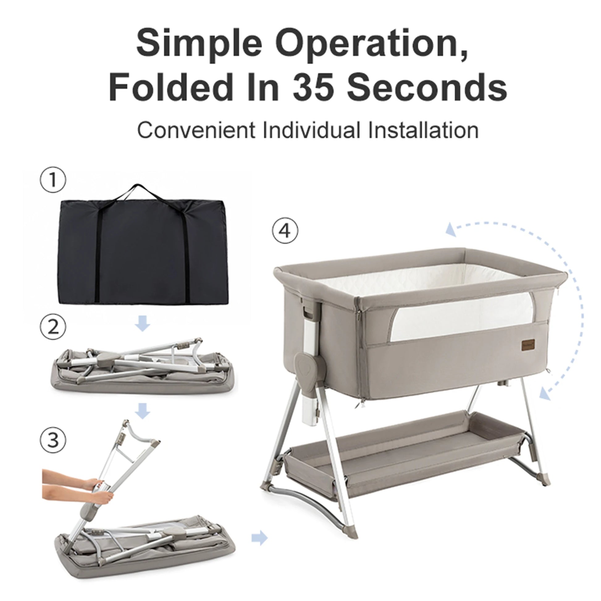 Rocking Baby Portable Folding Bedside Crib with Free Shipping for ages  0 - 6 months.
