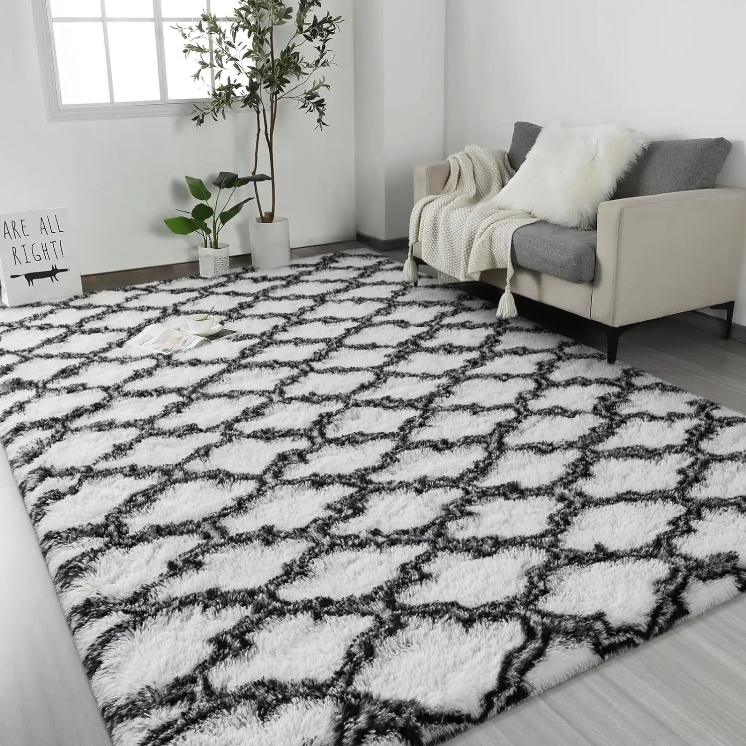 Large Super Soft Shag Non-Slip Area Rug for Bedroom or Nurery