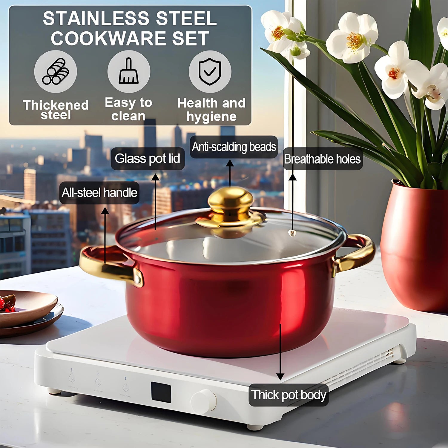 12-Piece Stainless Steel, Non-Stick KItchen Cookware.