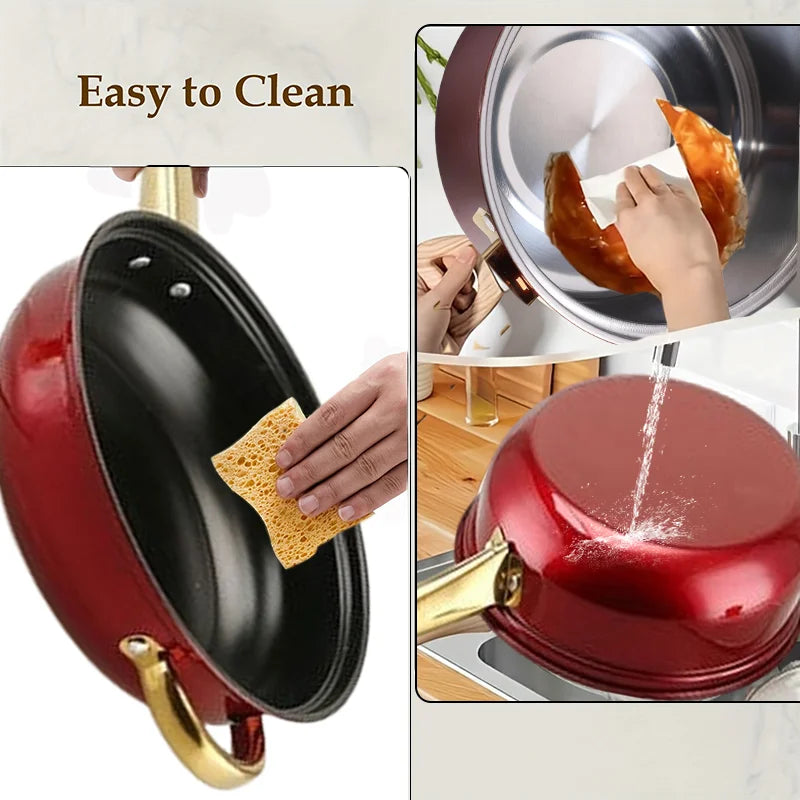 12-Piece Stackable Non-Stick Cookware Set with Glass Lids.
