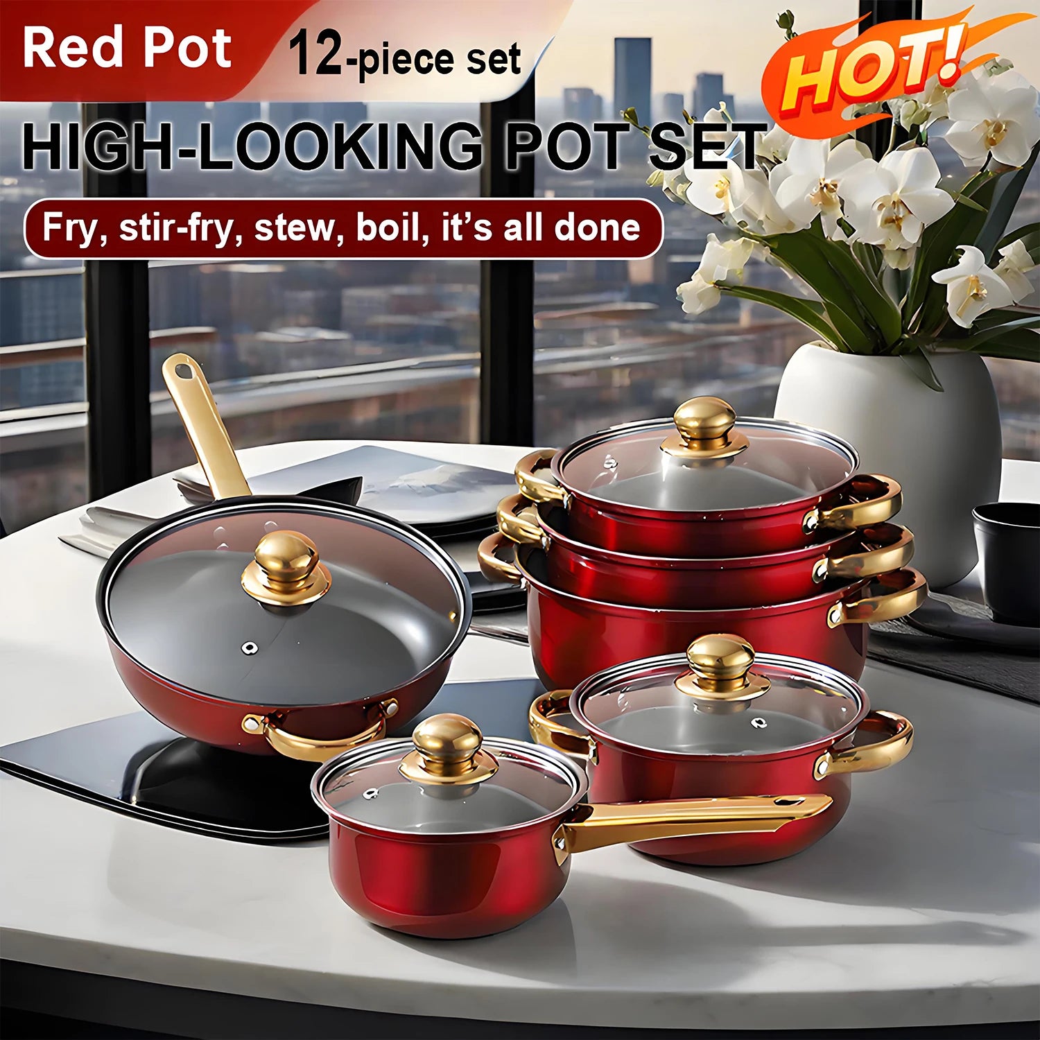 12-Piece Stainless Steel, Non-Stick KItchen Cookware.