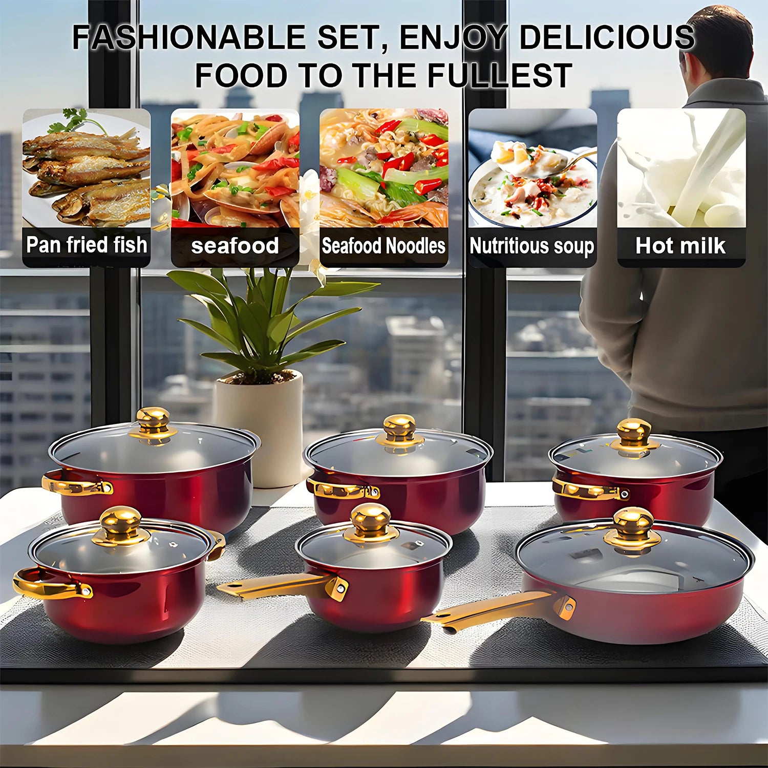 12-Piece Stainless Steel, Non-Stick KItchen Cookware.