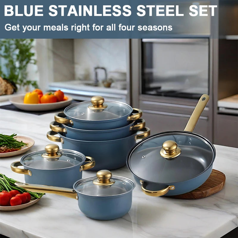 12-Piece Stainless Steel, Non-Stick KItchen Cookware.
