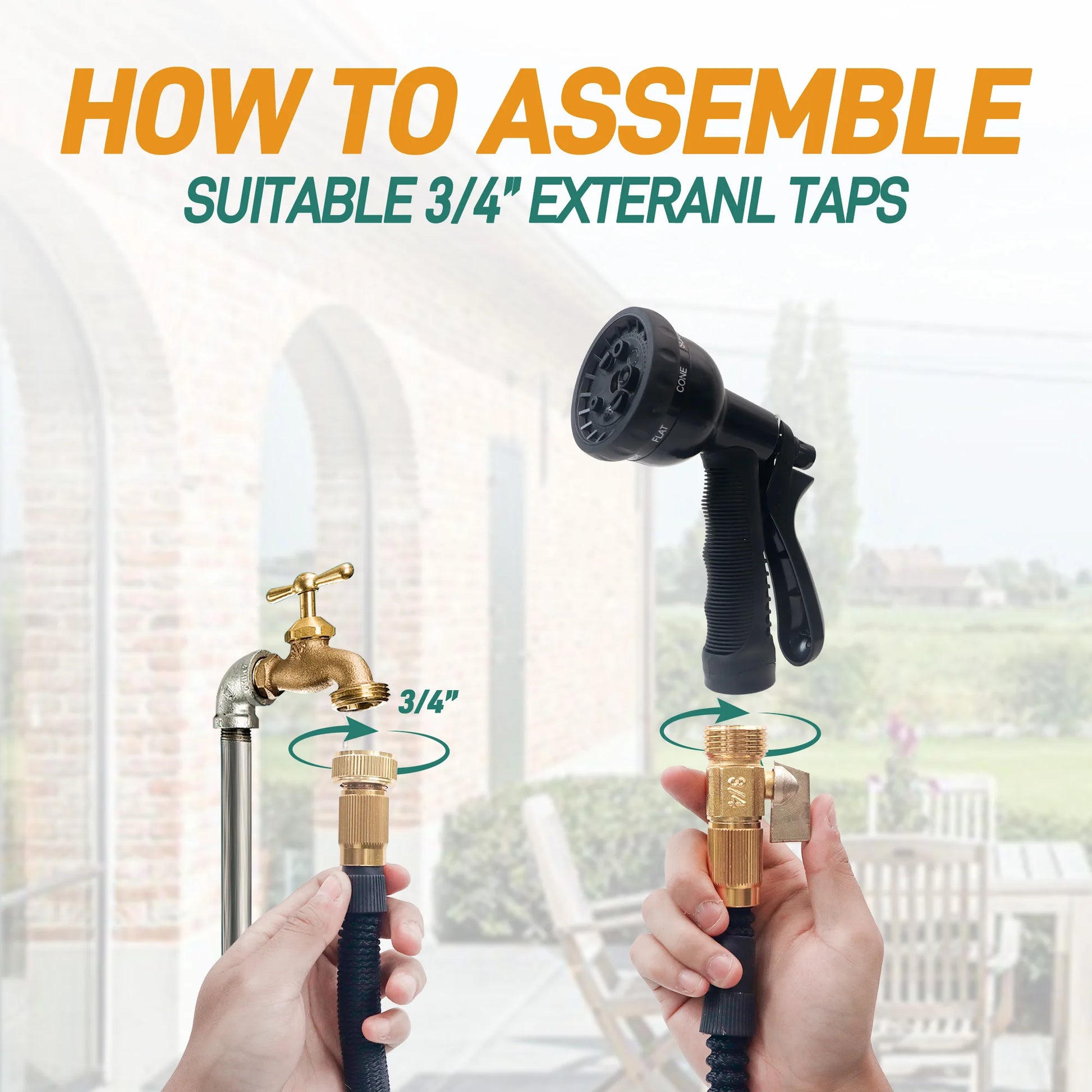 100 ft Expandable No-Kink Garden Hose With Nozzle