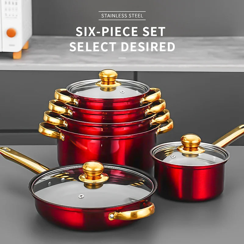 12-Piece Stackable Non-Stick Cookware Set with Glass Lids.