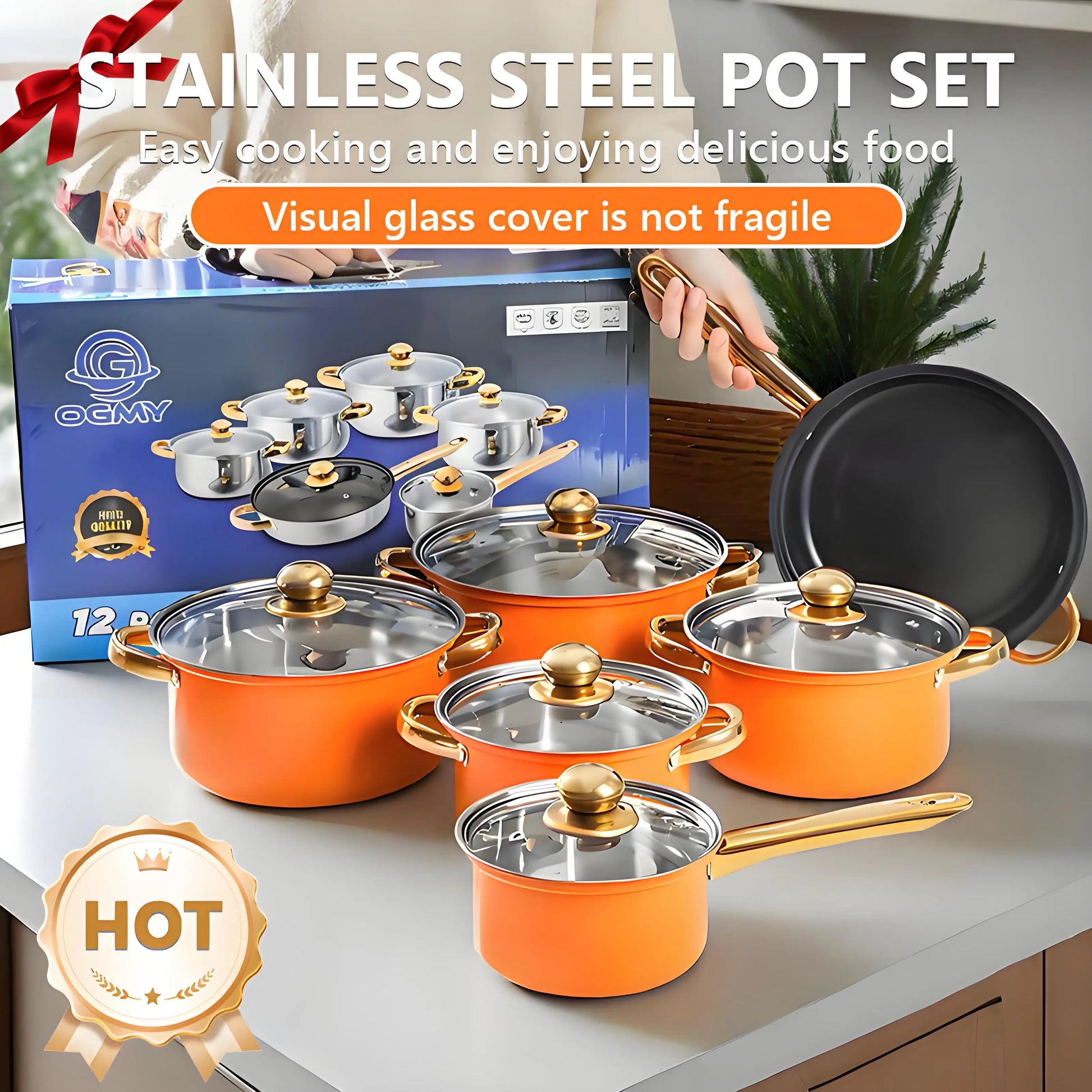 12-Piece Stainless Steel, Non-Stick KItchen Cookware.