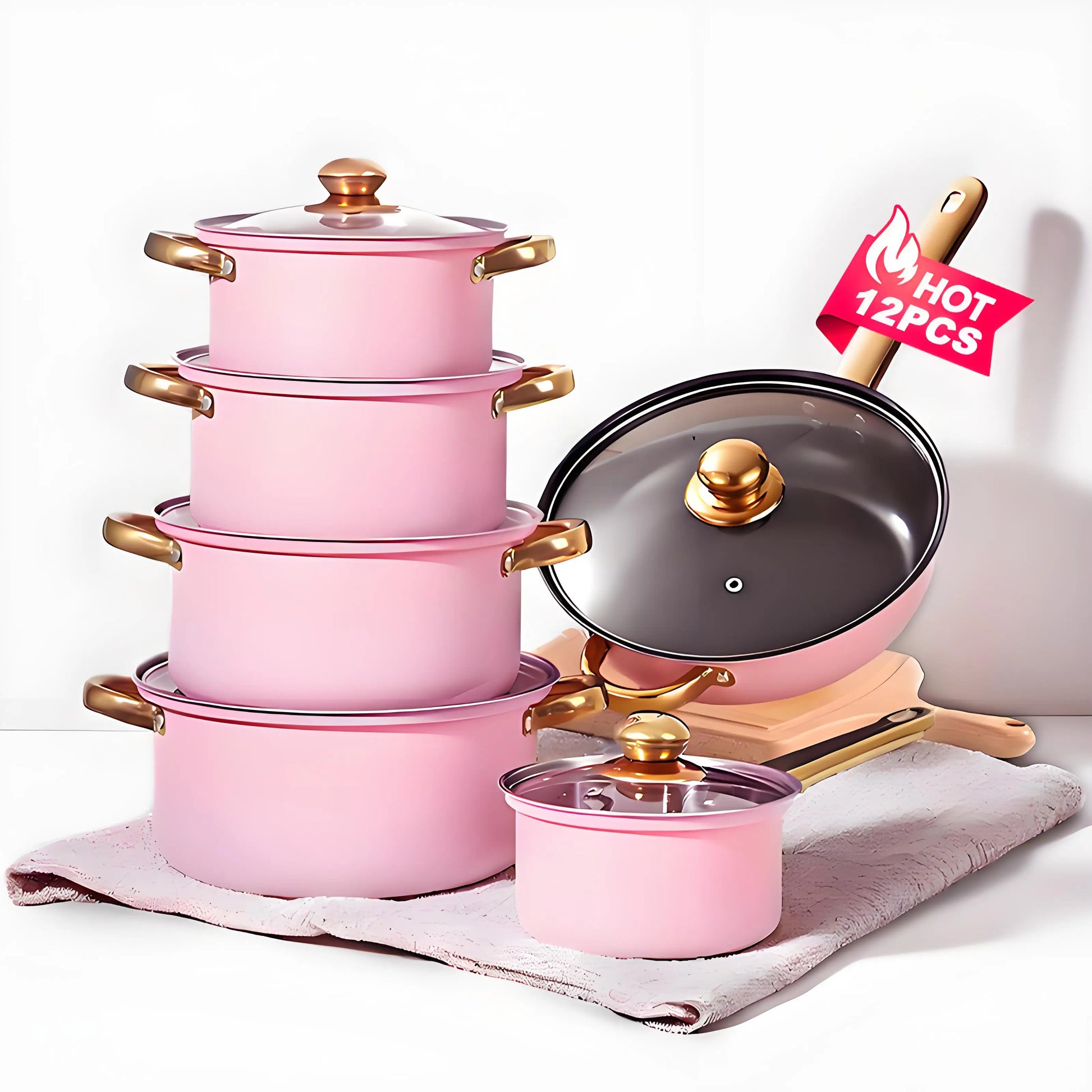12-Piece Stainless Steel, Non-Stick KItchen Cookware.