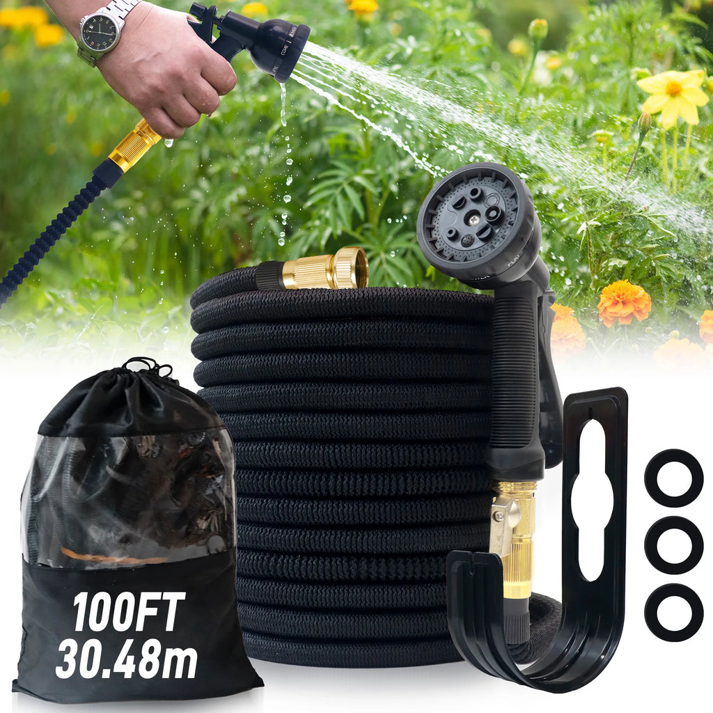100 ft Expandable No-Kink Garden Hose With Nozzle