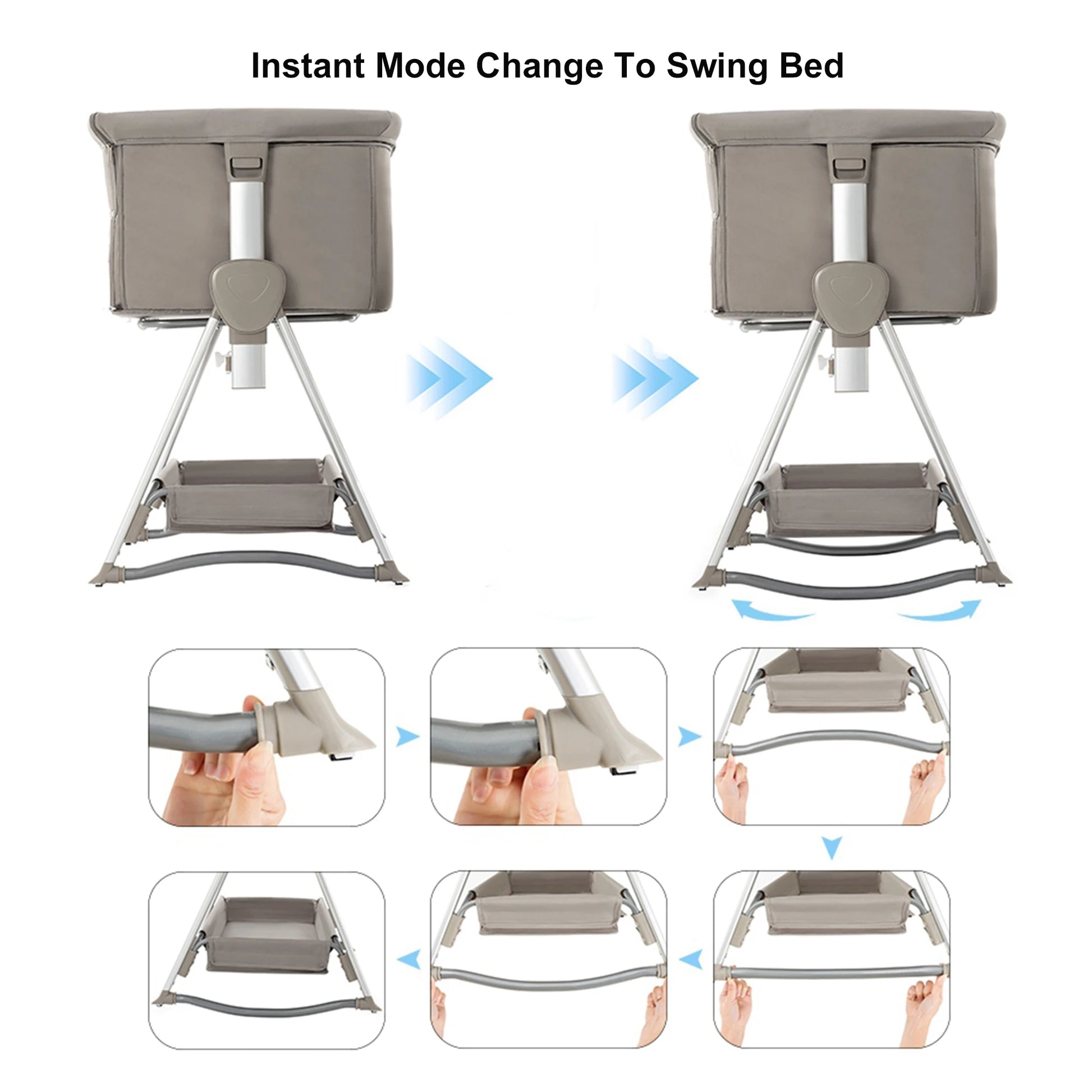 Gray Foldable Rocking Baby Sleeper with Free Shipping for Ages 0-6 M