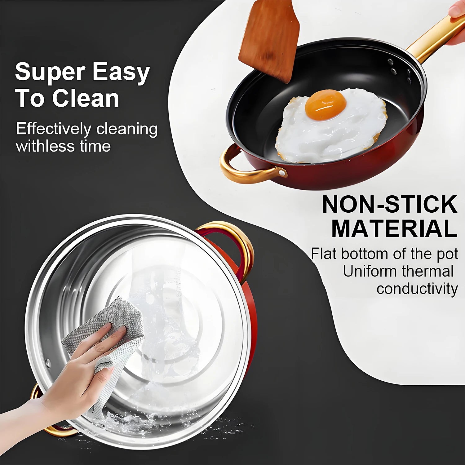 12-Piece Stainless Steel, Non-Stick KItchen Cookware.
