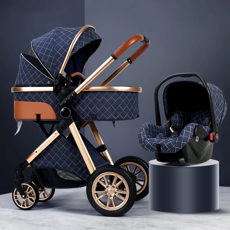 Luxury 3 in 1 Baby Stroller, Cradle and Infant Carrier with Multiple positions