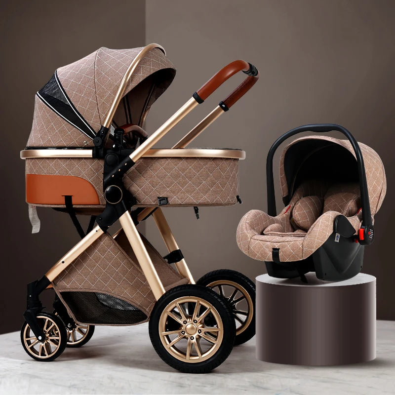Luxury 3 in 1 Baby Stroller, Cradle and Infant Carrier with Multiple positions