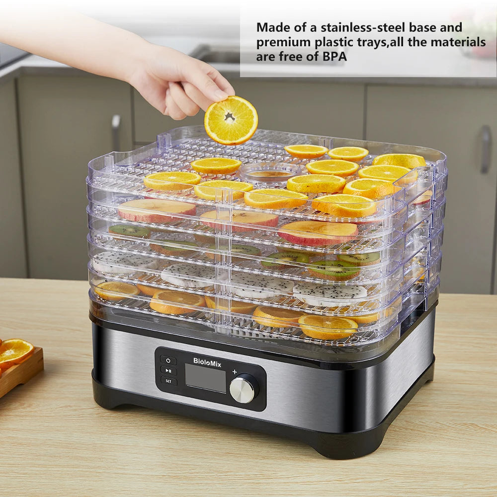 BPA FREE 5 Tray Food Dehydrator with Digital Timer and Temperature Control.