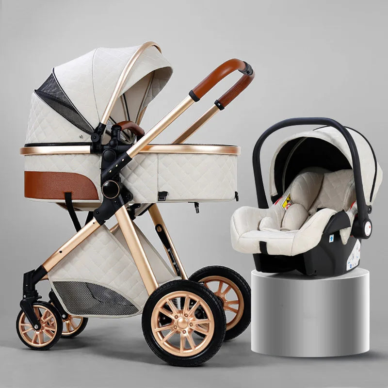 Luxury 3 in 1 Baby Stroller, Cradle and Infant Carrier with Multiple positions