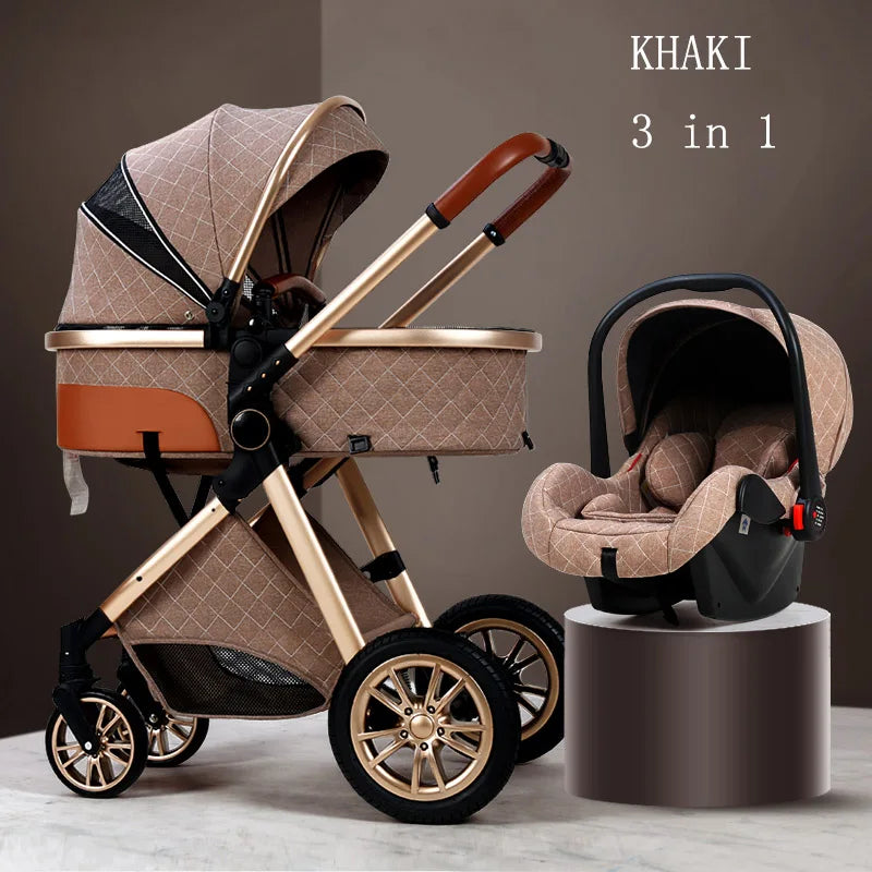 Luxury 3 in 1 Baby Stroller, Cradle and Infant Carrier with Multiple positions