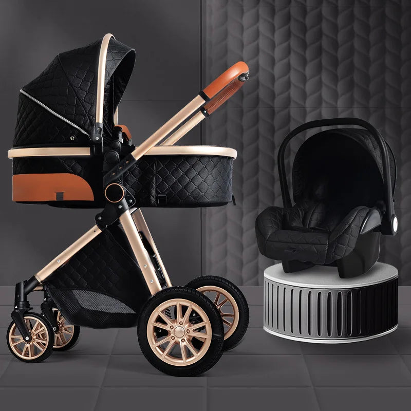 Luxury 3 in 1 Baby Stroller, Cradle and Infant Carrier with Multiple positions