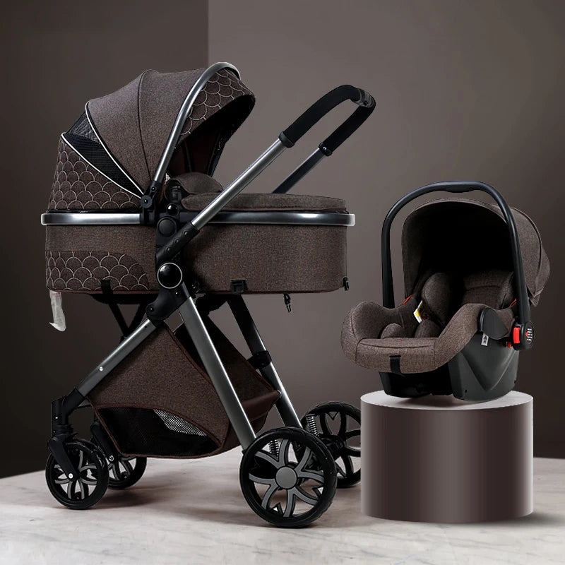 Luxury 3 in 1 Baby Stroller, Cradle and Infant Carrier with Multiple positions