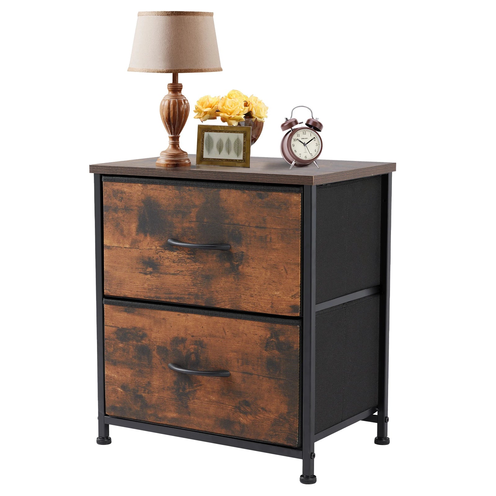 Bedside Nightstand or Sofa Table with Fabric Drawers
