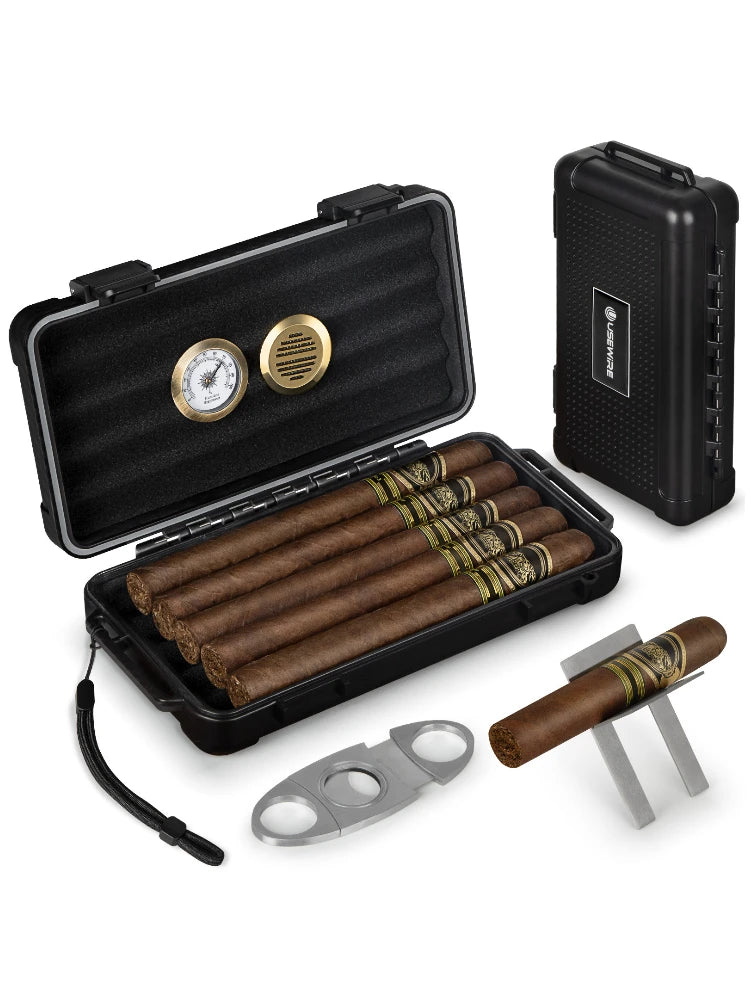 Sealed Cigar Humidor for 4-5 cigars with Humidifier and Hygrometer