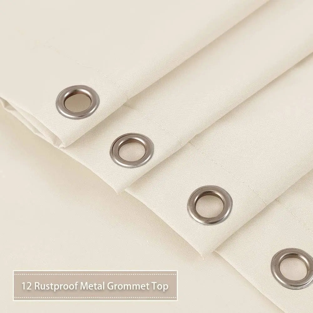 72 x 72 inch Ivory 100% Waterproof Fabric Shower Curtain Liner with Magnets.
