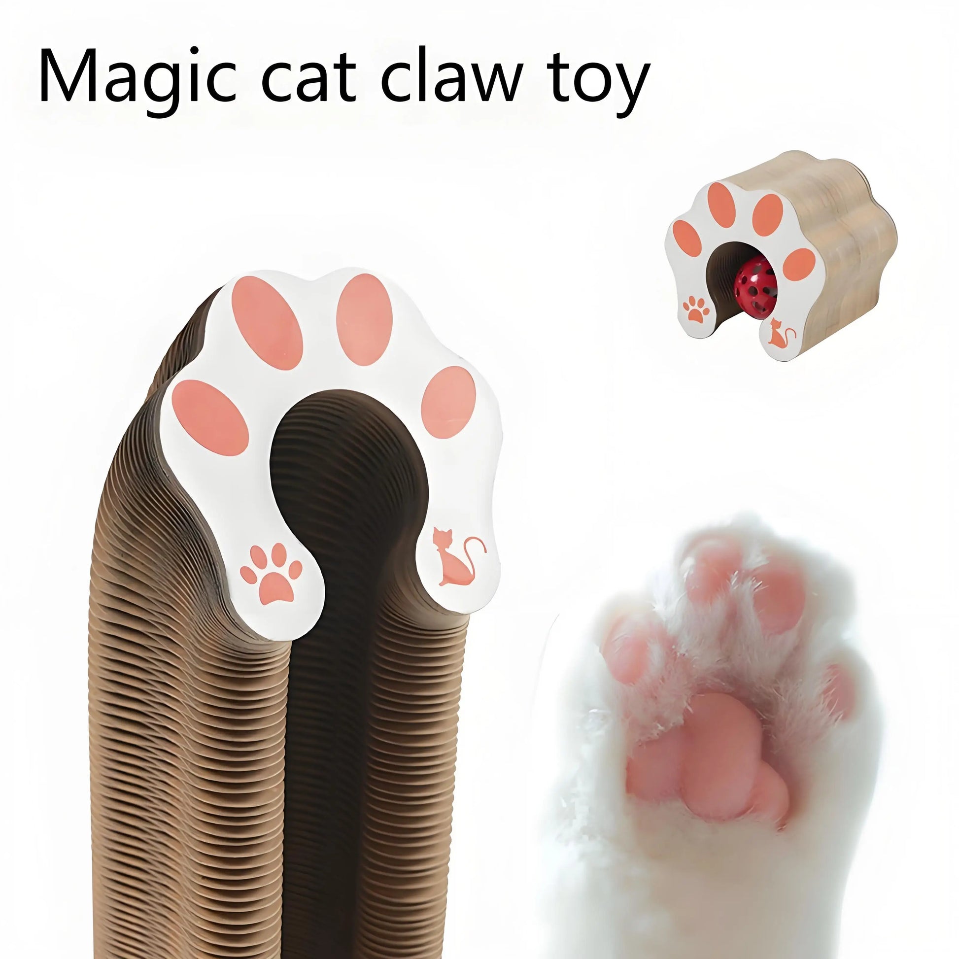 Corrugated Wood Cat Scratching Board with Bell Toy and a Variety of Shapes.