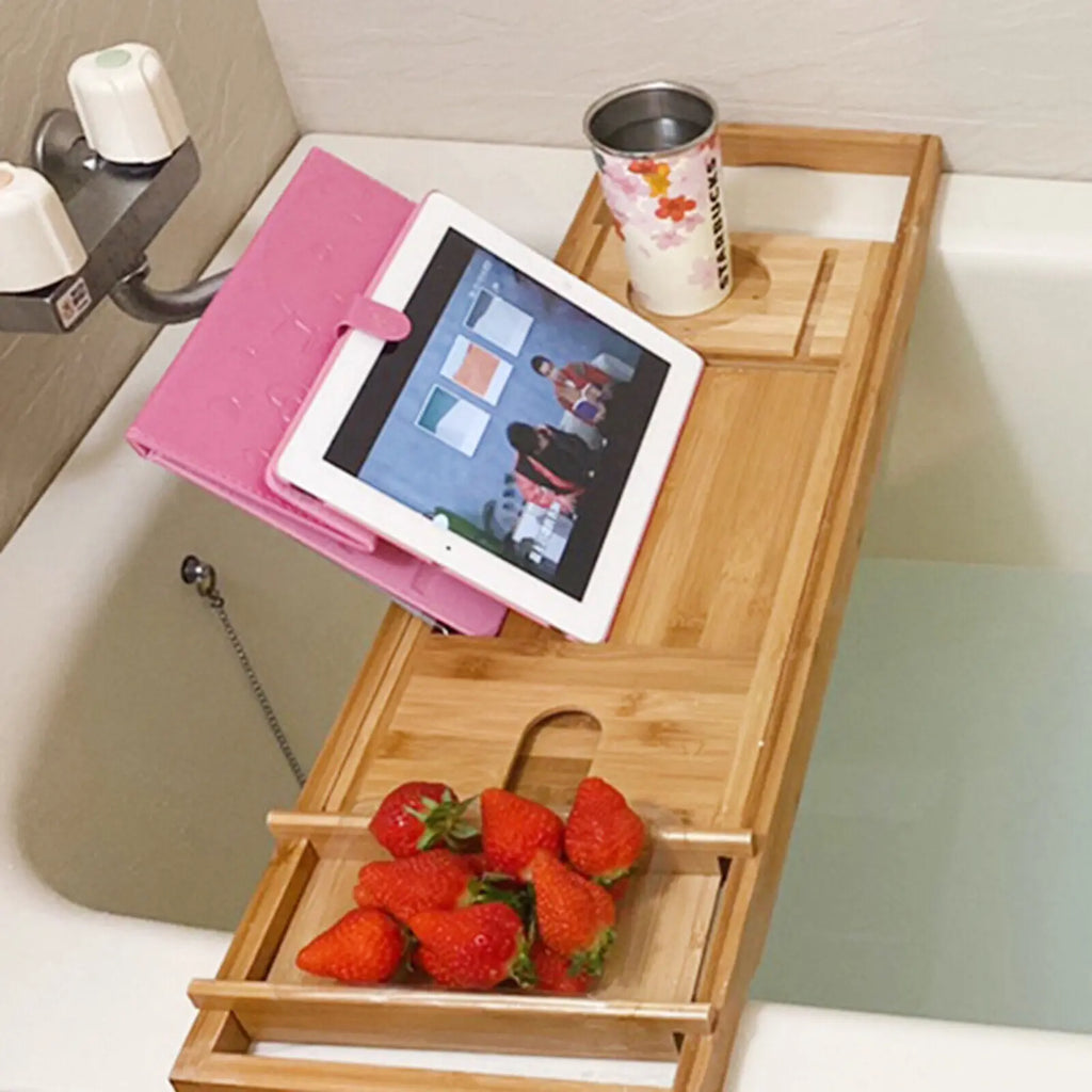 Bamboo Over the Bathtub Caddy Tray