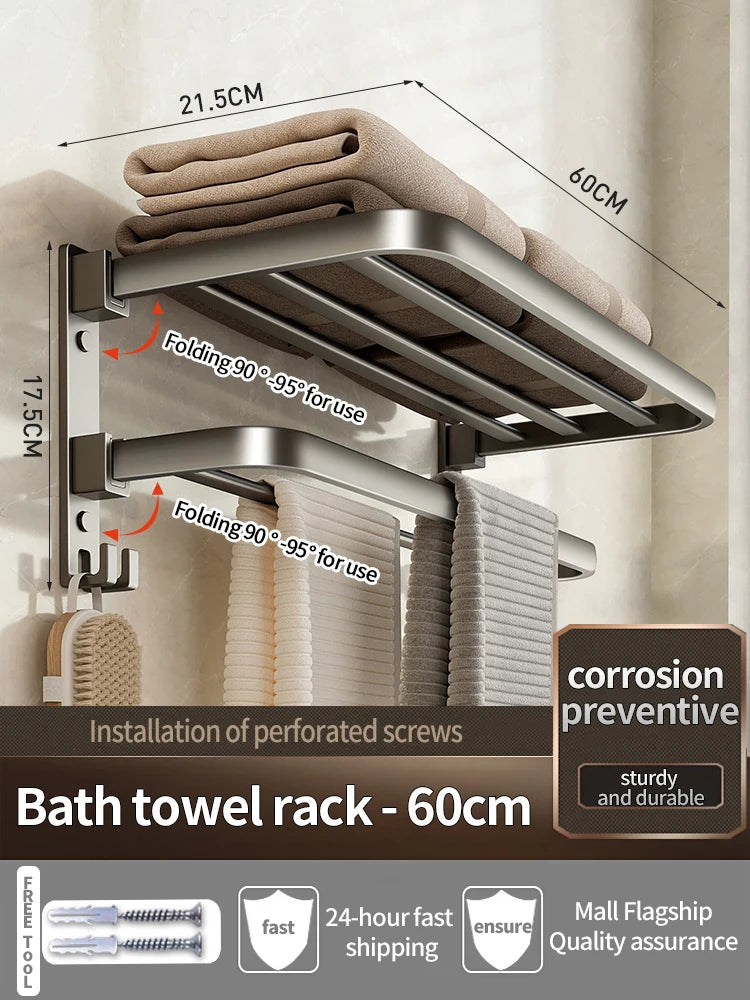 Wall Mounted Aluminum Towel and Storage Rack