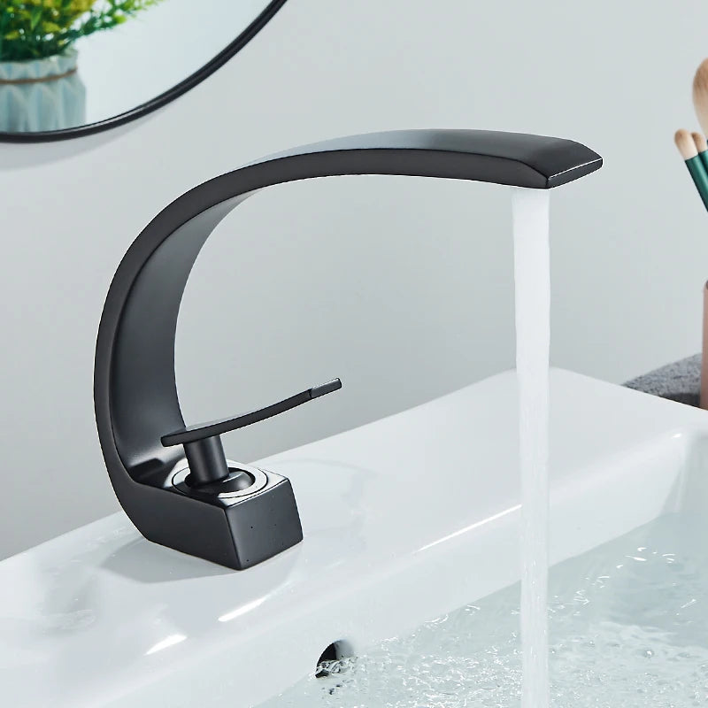 Luxury Black Deck Mounted Sink Faucet for Bathroom.