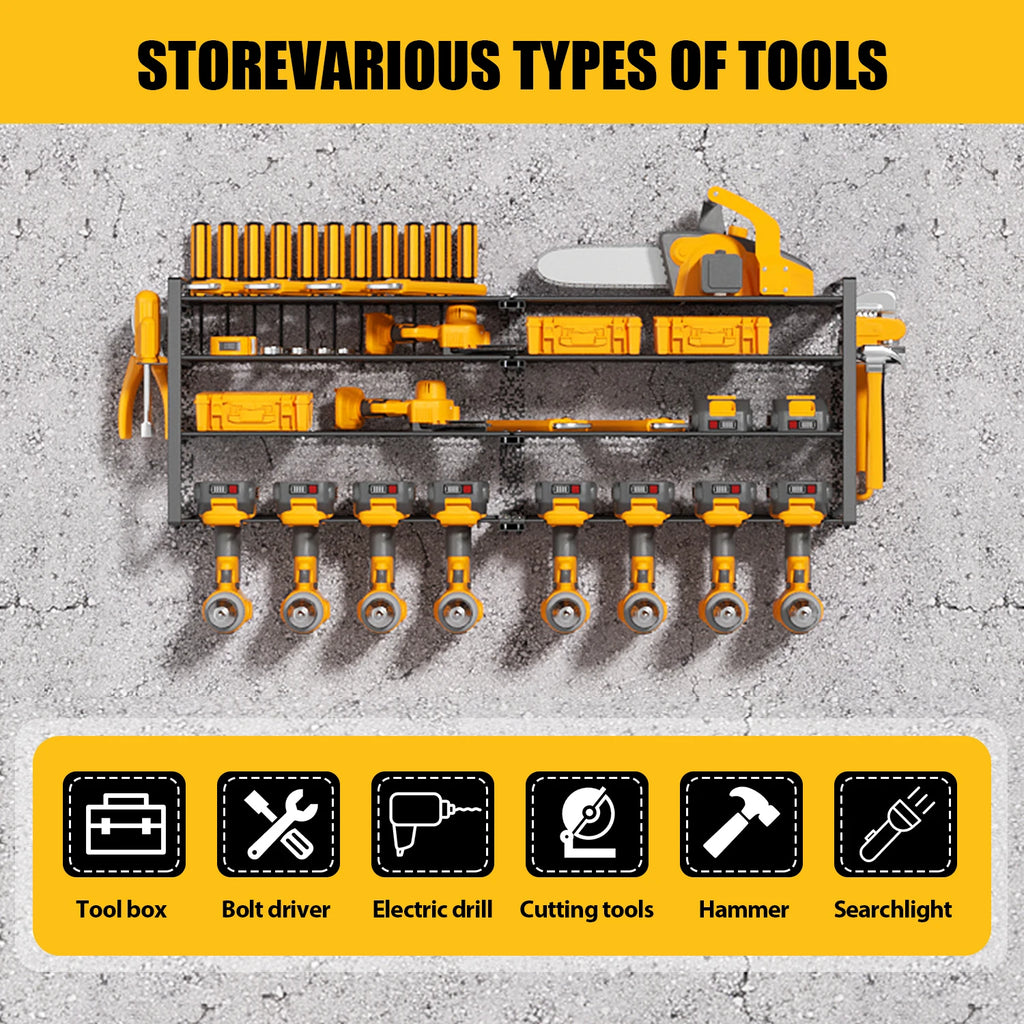 Heavy Duty Metal Wall Mount Power Tool Organizer for Garage.