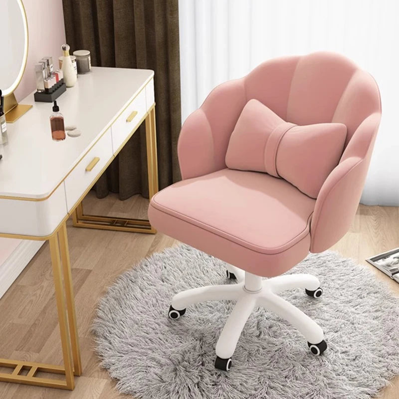 Velvet Petal or Butterfly Chair used as Vanity or Desk Chair with Bow Pillow. Various colors.