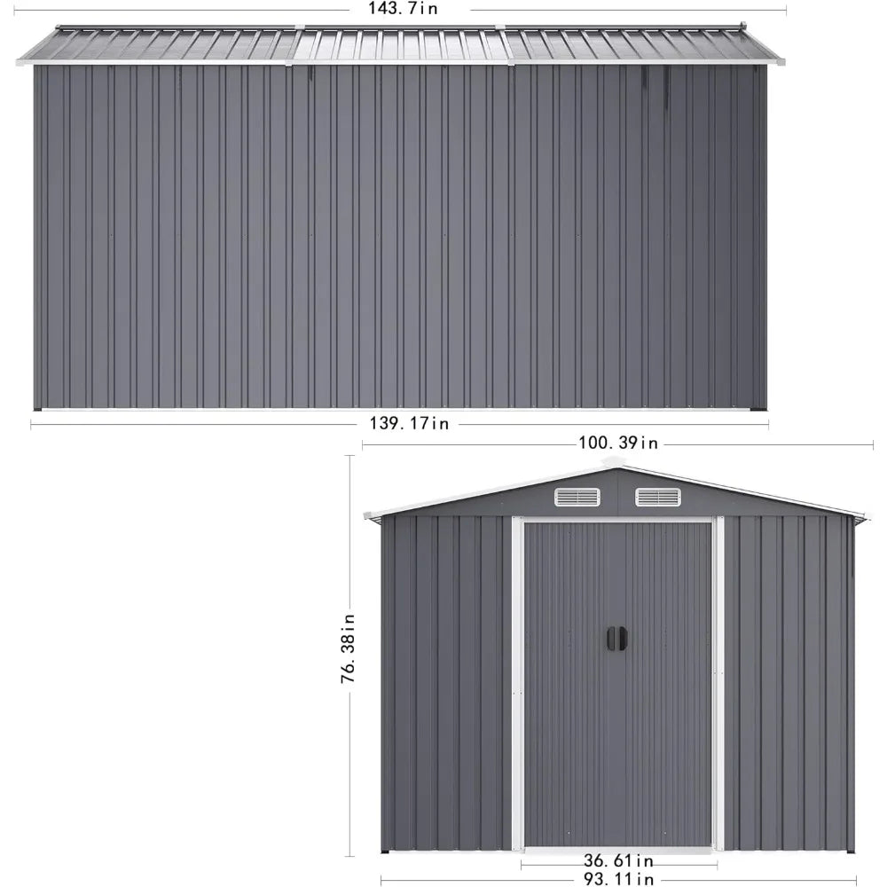 8 x 12 ft. Metal Outdoor Waterproof Storage Shed with Sliding Doors and Air Vents,