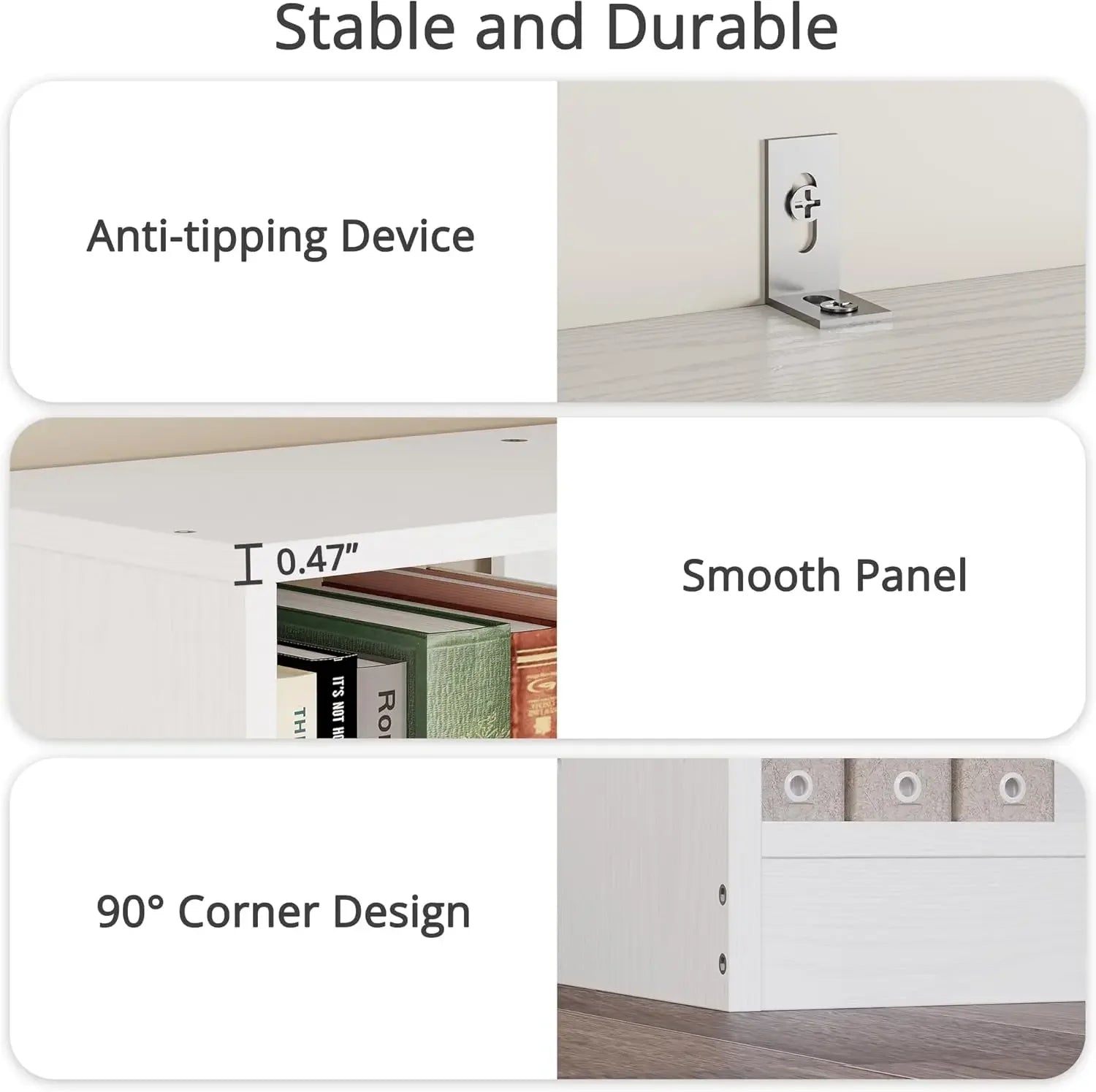 6-Shelf Corner Bookshelf with Doors and Storage,