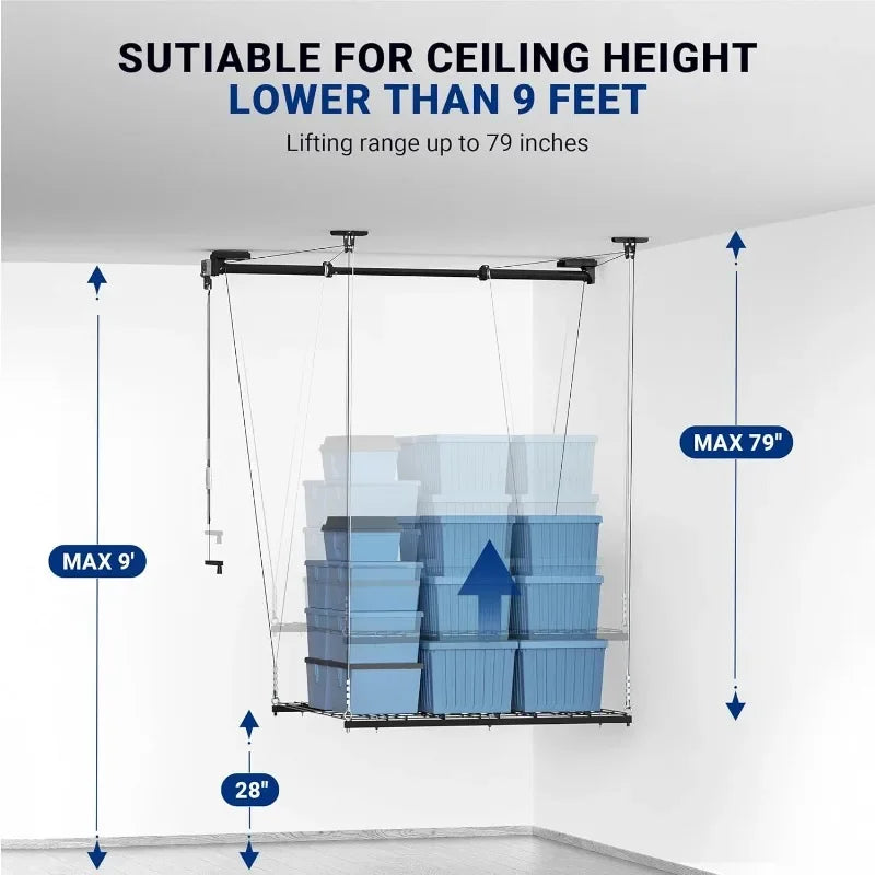 Garage Lifting Metal 4 x 4 ft. Overhead Storage Rack.