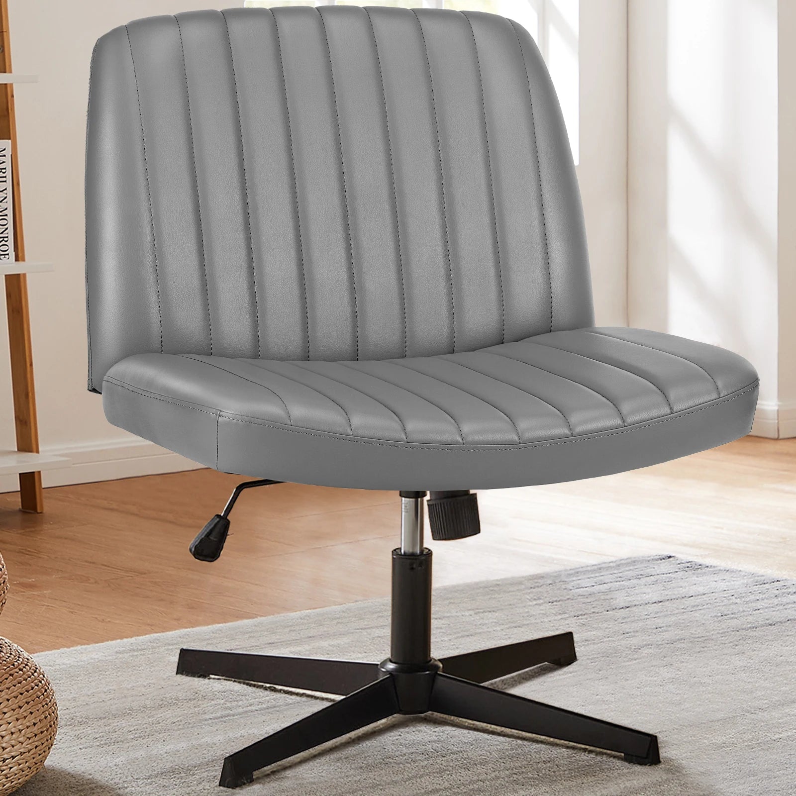 Wide, Armless, Adjustable, Swivel, Cross Legged Rocking Gaming Chair.