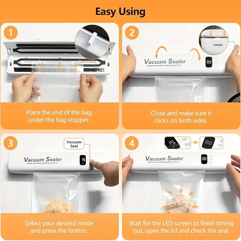 3-in-1 Automatic Vacuum Sealer Machine With LED Display & 10 Vacuum Bags.