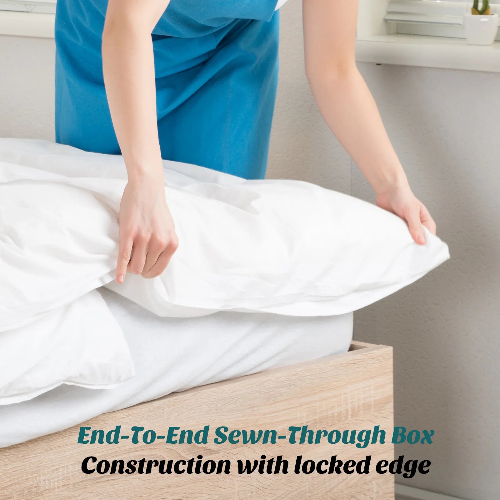 Easy to Wash King or Queen Comforter with Corner Tabs and Box Stitching.