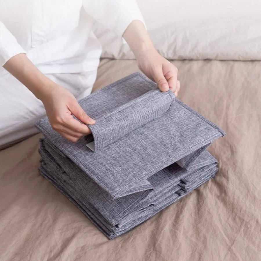 5 Shelf Hanging Cotton Wardrobe Storage Bag With 2 Drawers