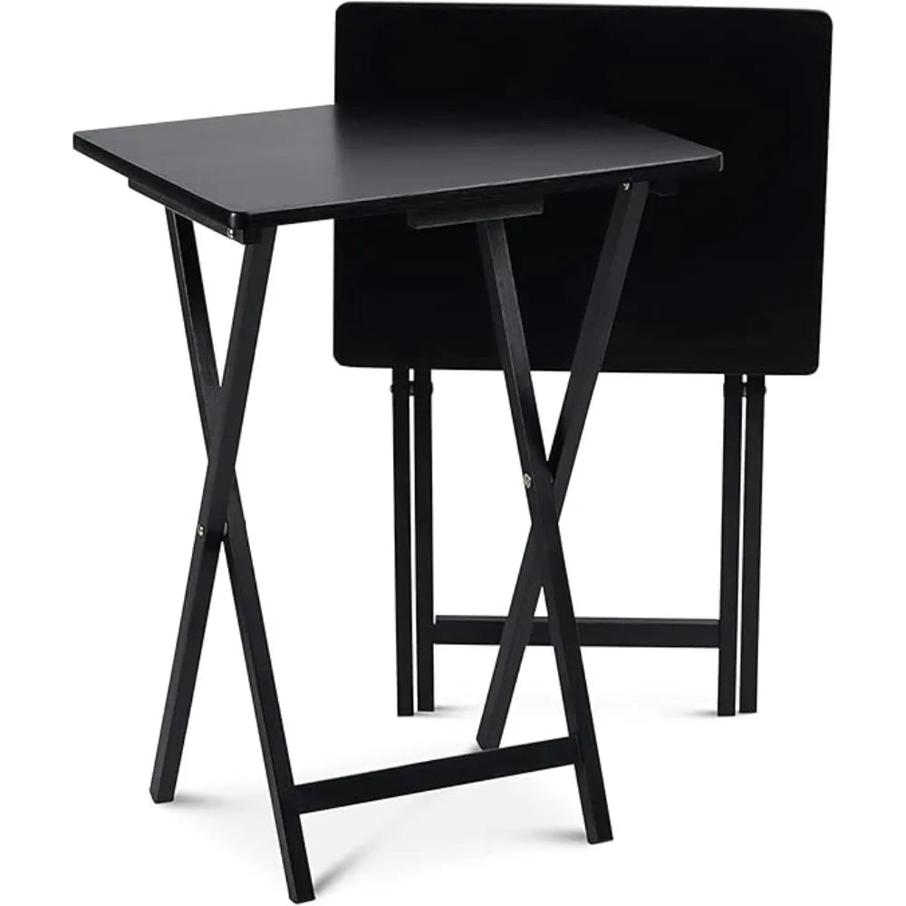 Black Wood Construction Portable Folding TV Snack Tray.