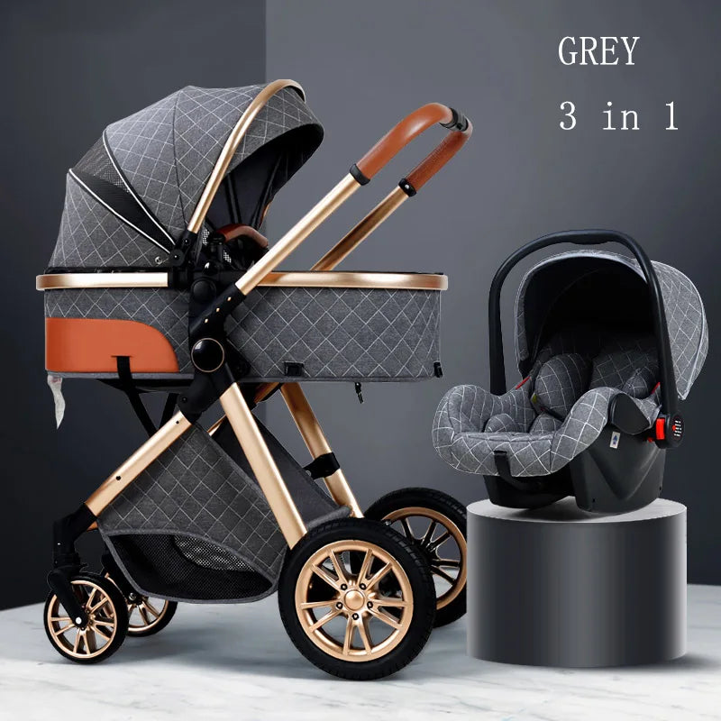 Luxury 3 in 1 Baby Stroller, Cradle and Infant Carrier with Multiple positions
