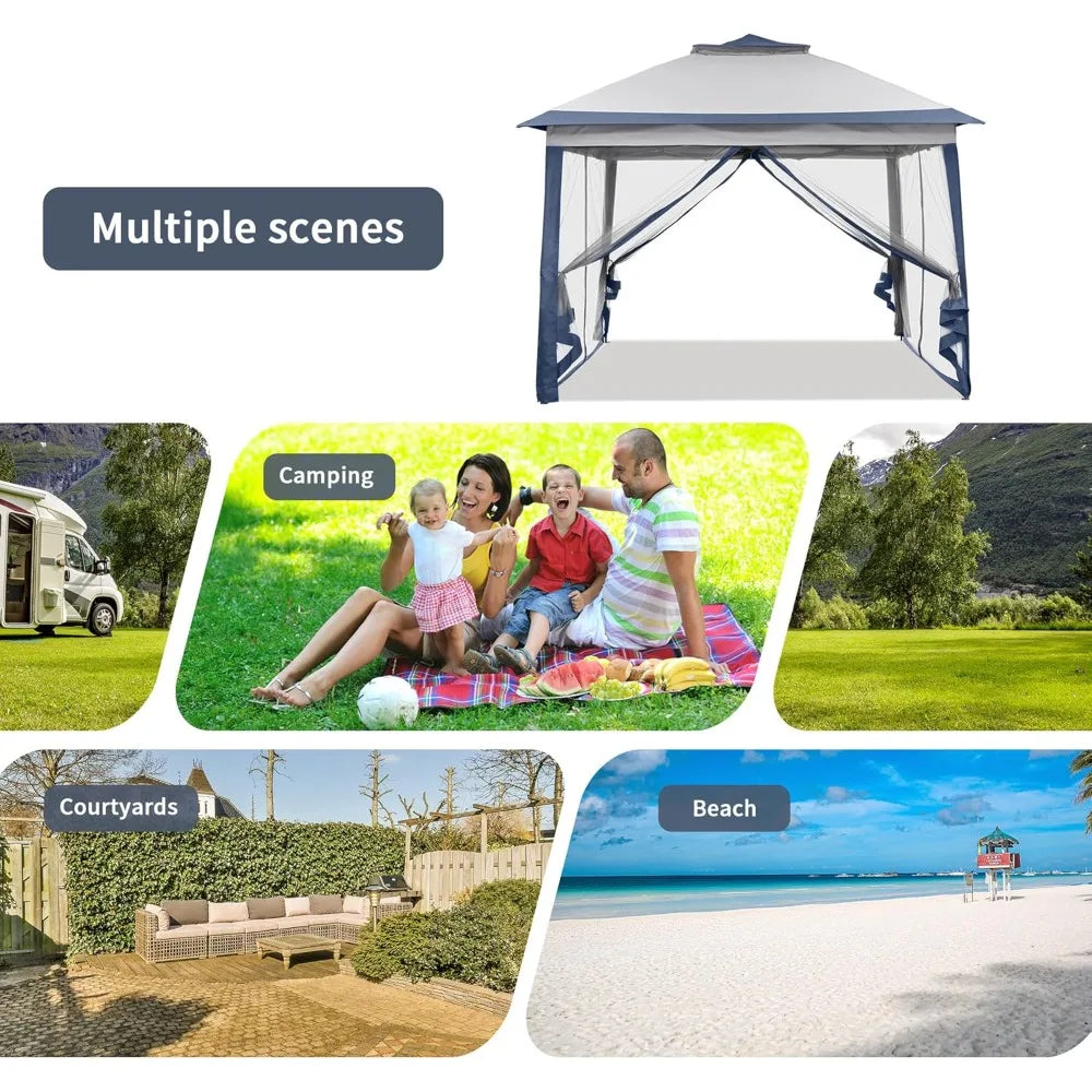 11x11 Pop Up Outdoor Gazebo for Backyard with Wheeled Carry Bag