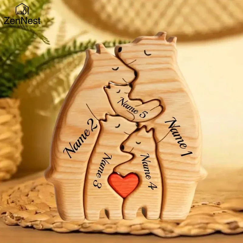 Personalized Customed Wooden Bear Family Puzzle