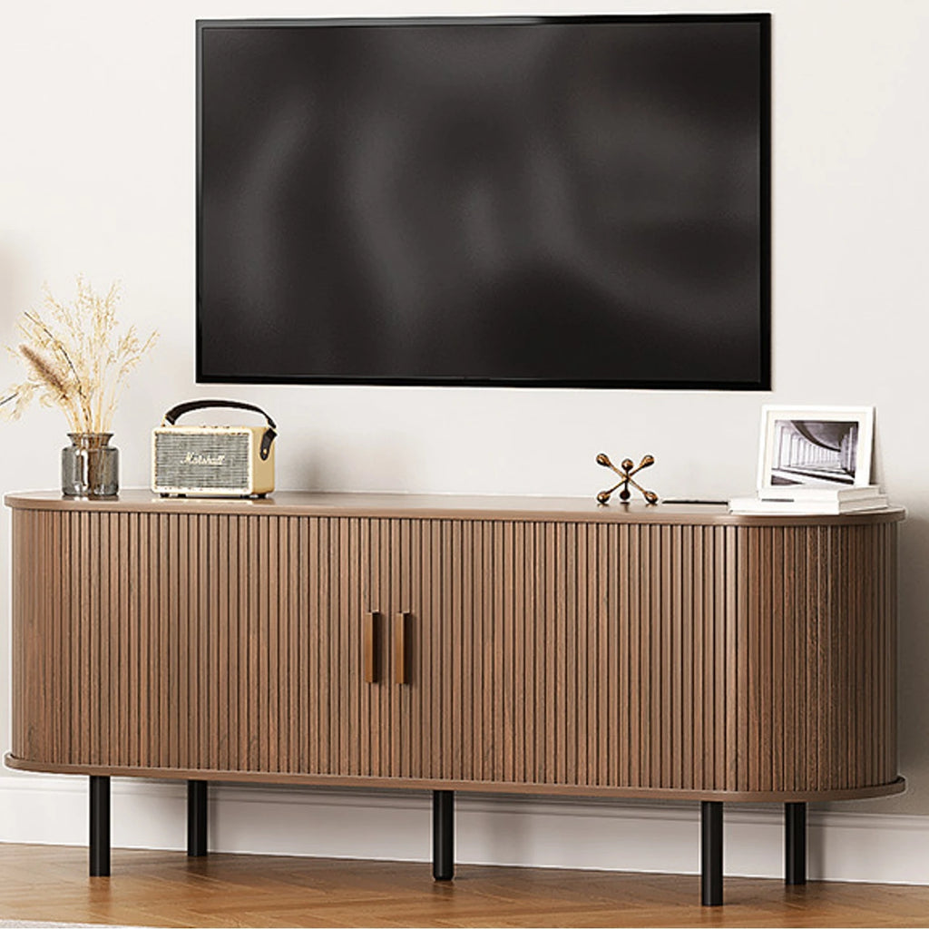 TV Stand with Power Outlet for TVs up to 60/70",  Sliding Door Storage Adjustable Shelves.