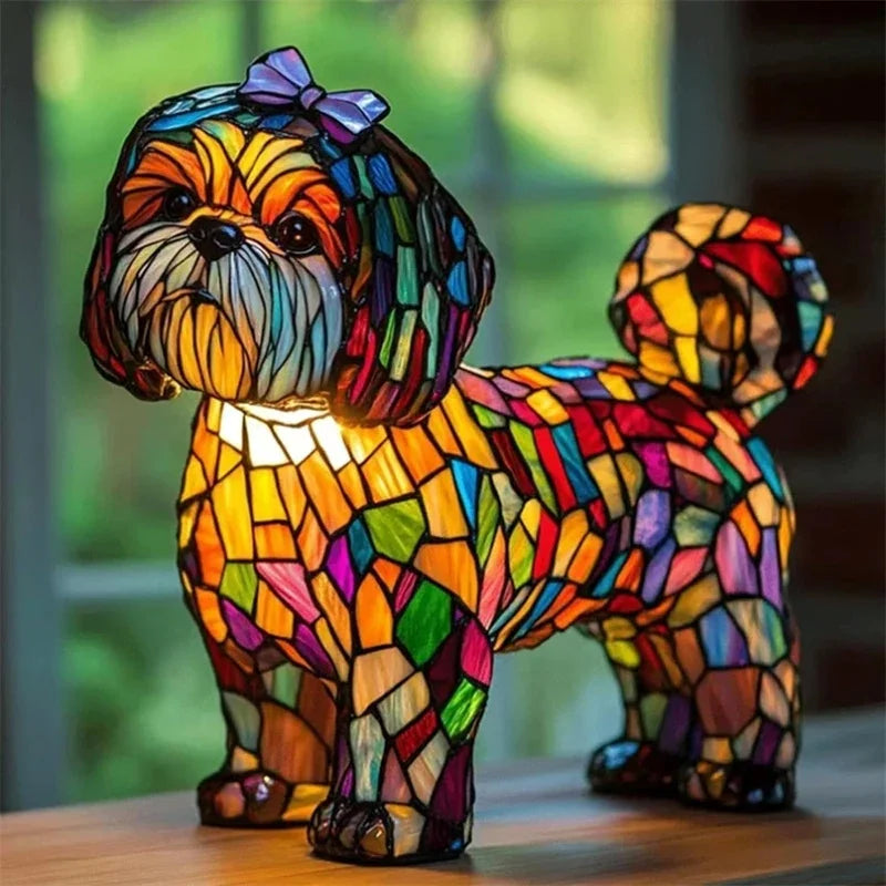 LED Various Dog Breeds Tabletop or Desktop Stained Resin Night Light