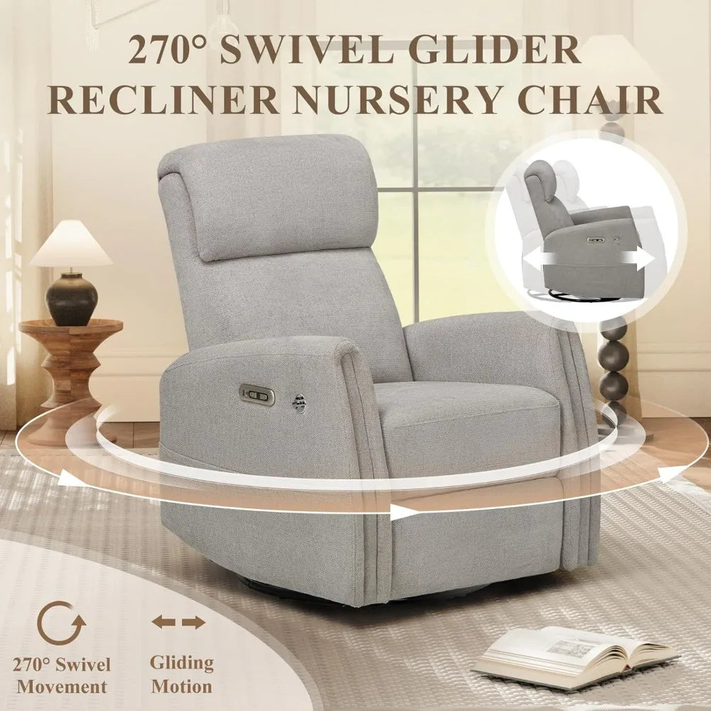 Electric Power Glider/Recliner with Swivel and Rocking Feature.