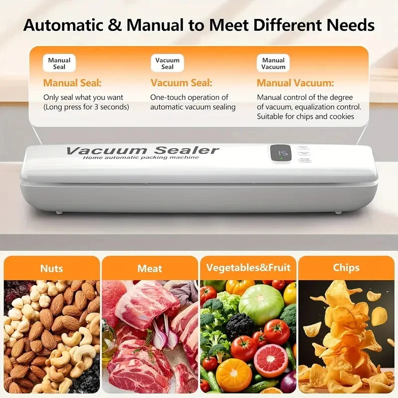 3-in-1 Automatic Vacuum Sealer Machine With LED Display & 10 Vacuum Bags.
