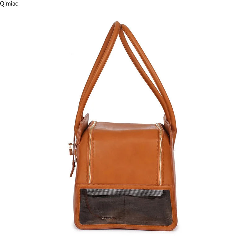 Luxury Leather Pet Carrier Bag For Puppy or Cat